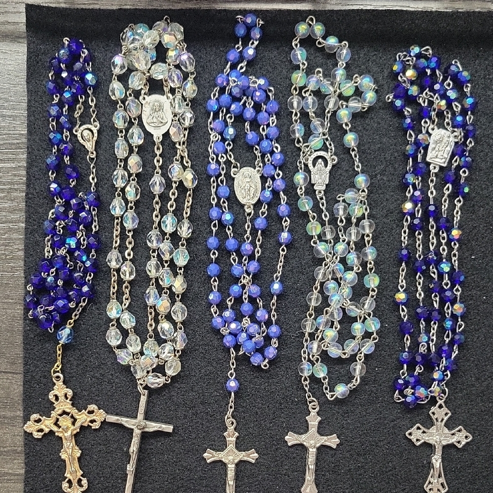 Beautiful Vintage Glass And Crystal Rosaries Currently Available